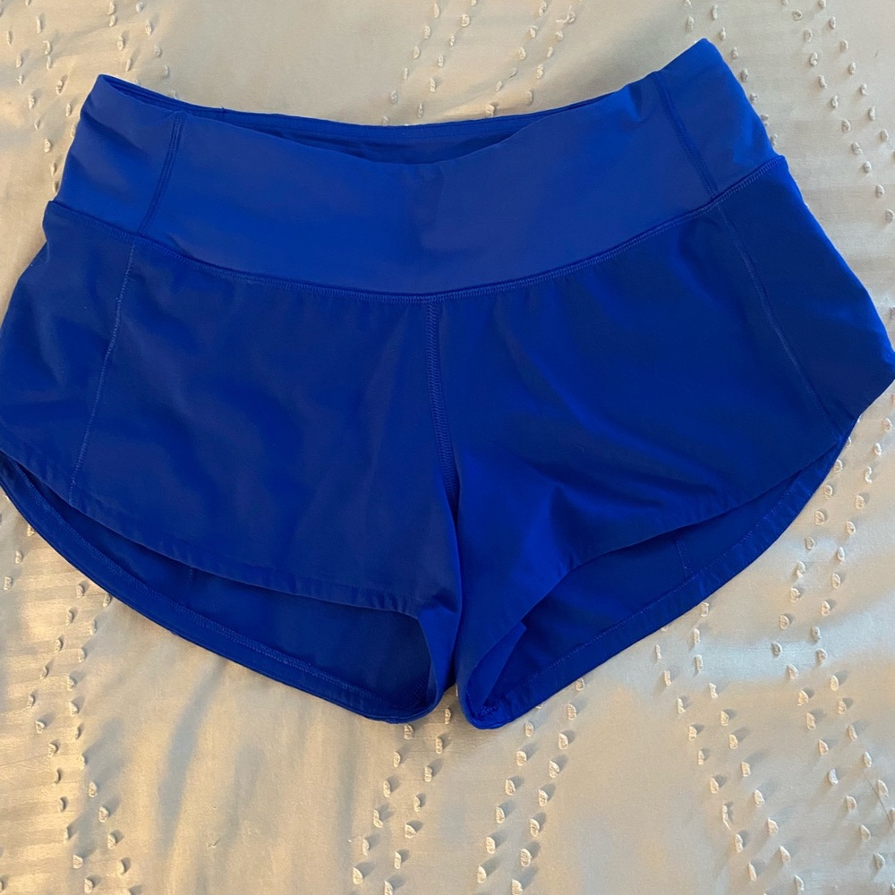 Women's Lululemon Royal Blue Speed Ups 2.5 inch low rise shorts